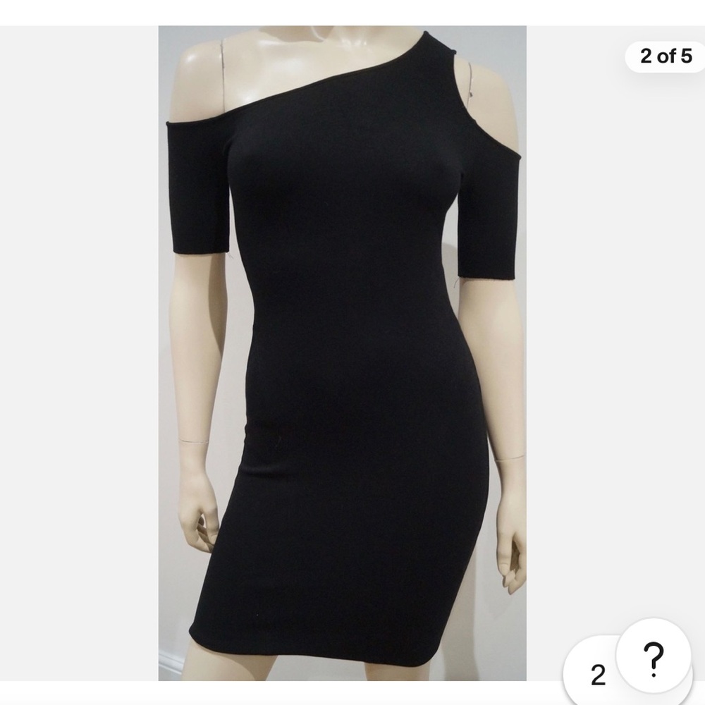 Helmut by Helmut Lang one shoulder black body on mini dress size M